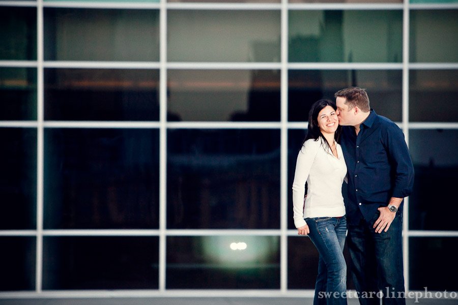 couple kissing in front of the long center