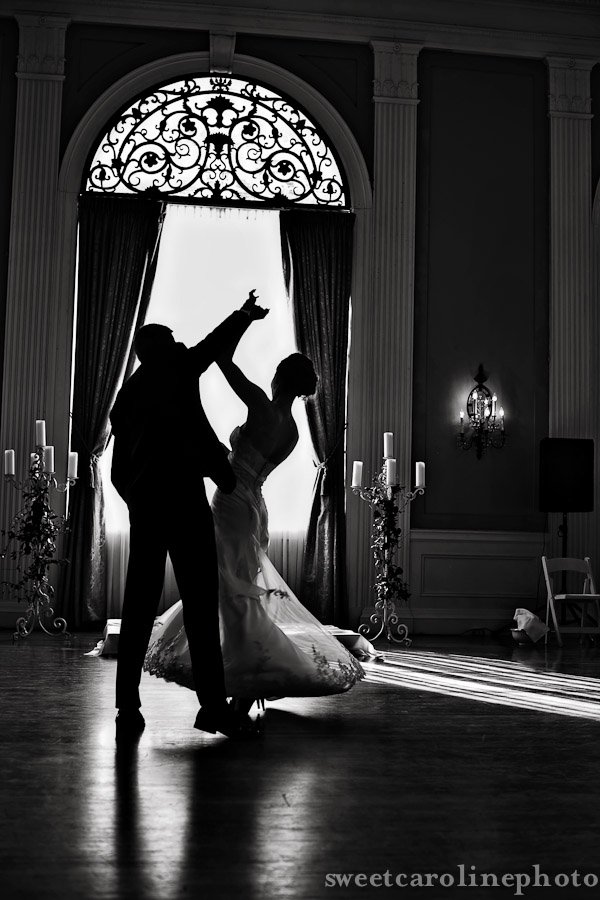 bride and groom dancing at Texas Women's Federation Club Mansion