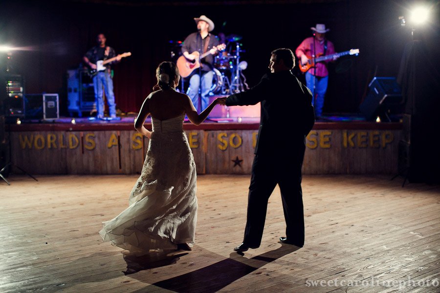 bride and groom dancing at Leon Springs dance hall in San Antonio
