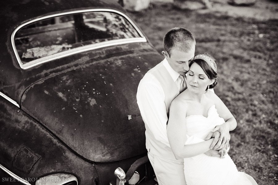 black and white image of bride and groom at Vista West Ranch