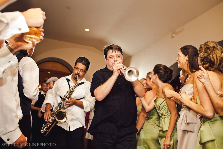 wedding band exiting with bride and groom