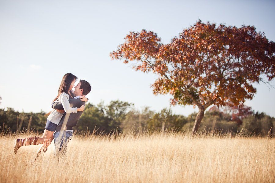 Austin Engagement photos in a field.