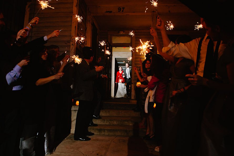 reception exit with sparklers at luster pearl