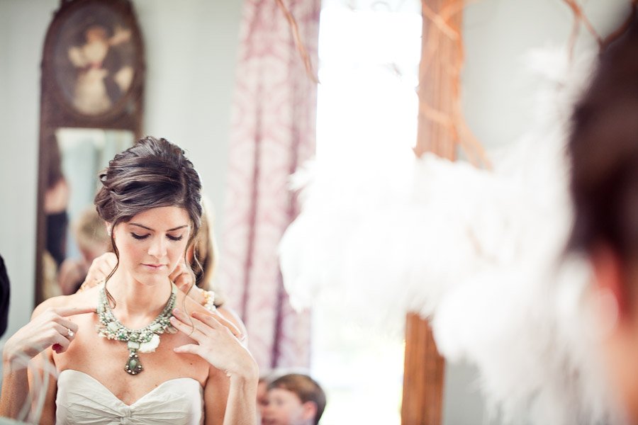 Bride getting ready at the Barr Mansion wedding