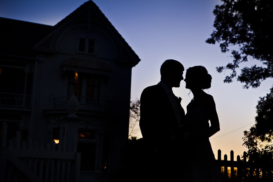Bride and Groom portraits in front of the Barr Mansion