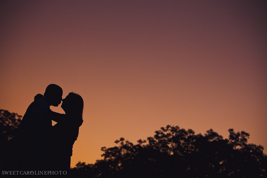 engagement silhouette at sunset