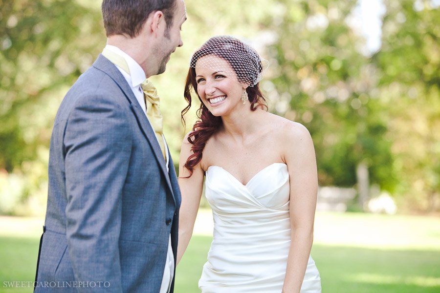bride and groom laughing shot by Austin wedding photographer