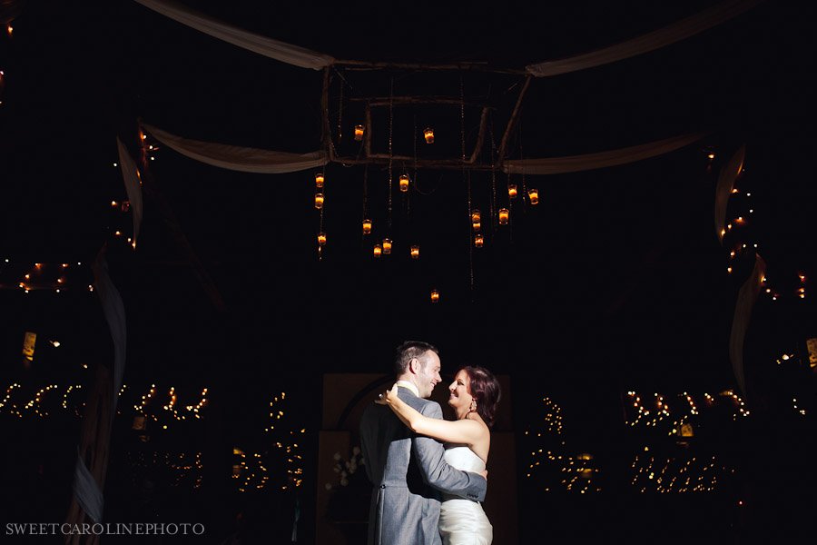 bride and groom's first dance at Barr Mansion