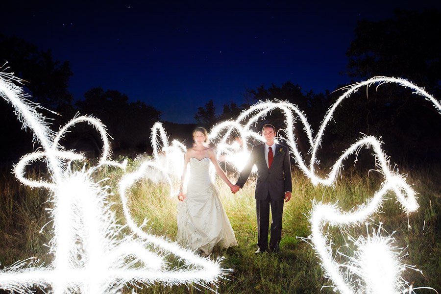Light Paining of Bride and Groom at the Red Corral Ranch