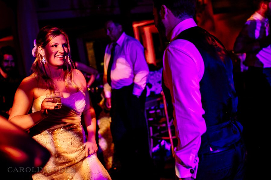 Band lighting up lighting bride dancing