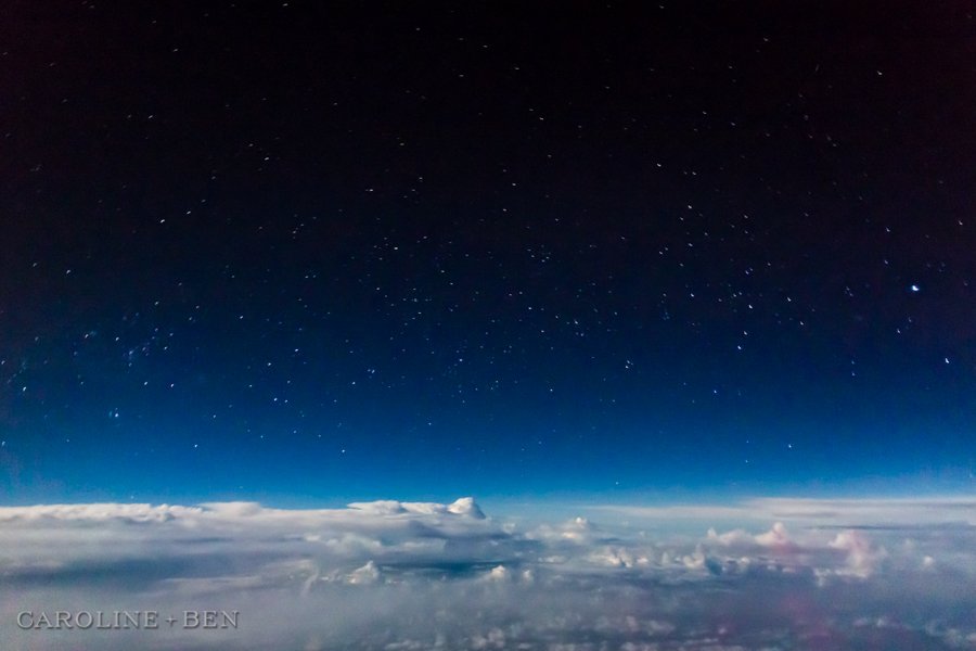 view of the stars from airplane
