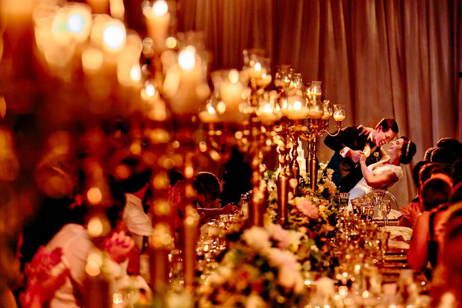 candelabras at ballroom wedding reception