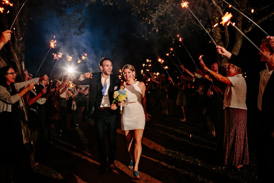 reception exit with sparklers