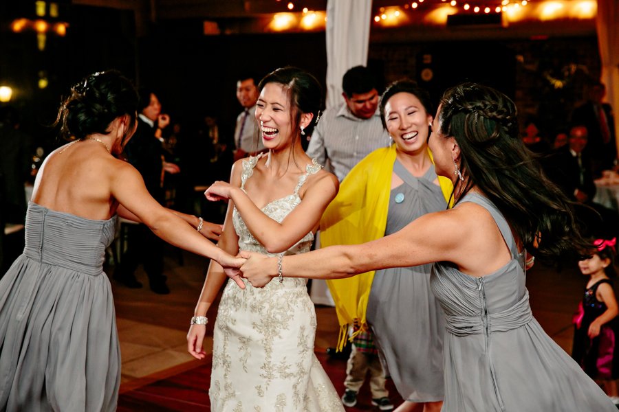 bride dancing in circle at Sam Houston hotel