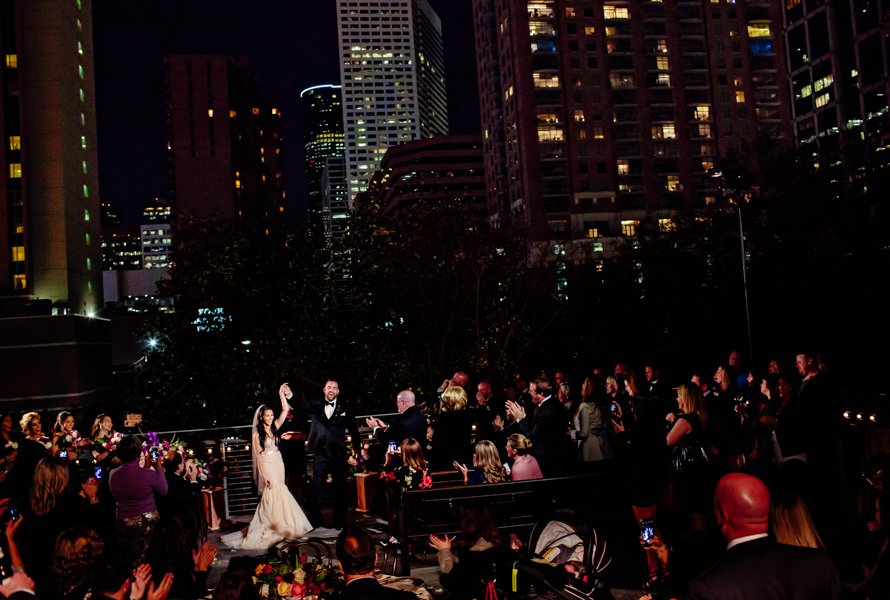 outdoor night ceremony in downtown houston