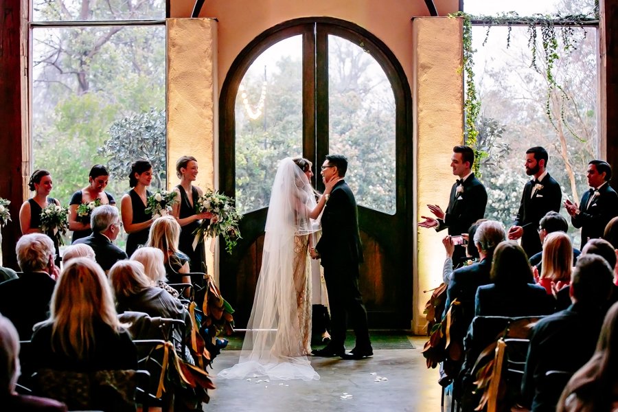 wedding ceremony inside barr mansion