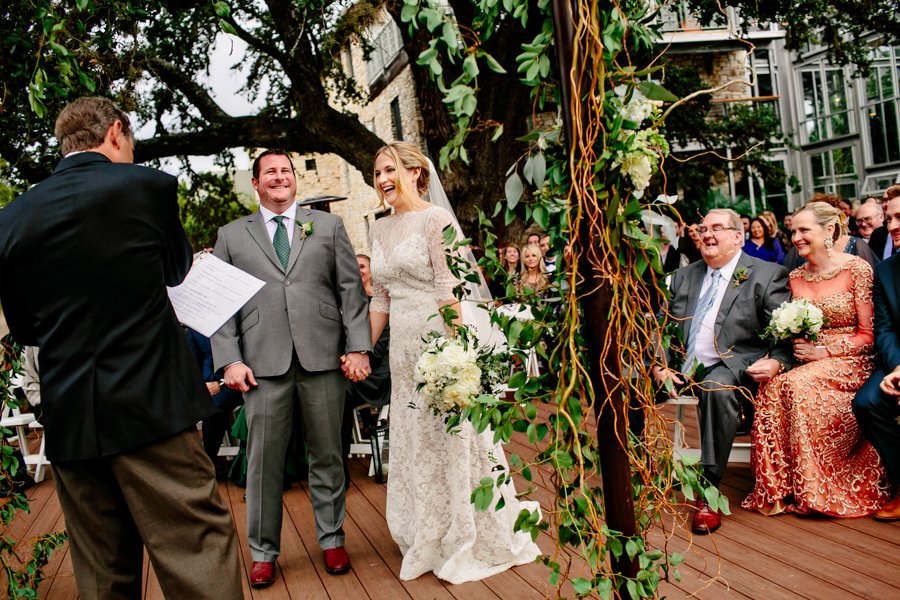 wedding ceremony at greenhouse in driftwood