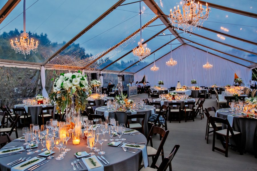 tented reception at greenhouse in driftwood