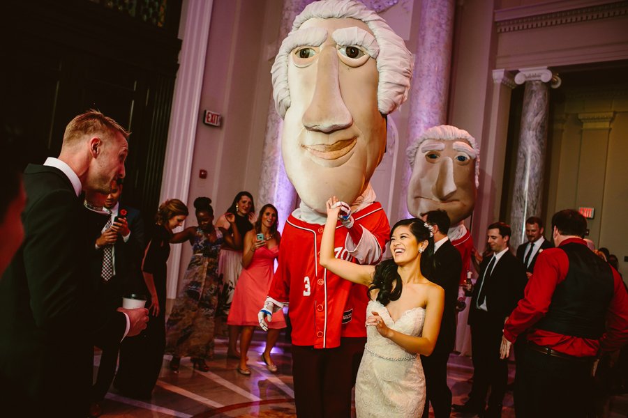 giant presidents at wedding reception