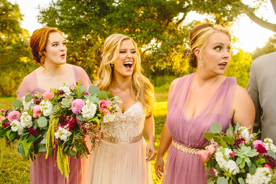 bridesmaids in purple dresses