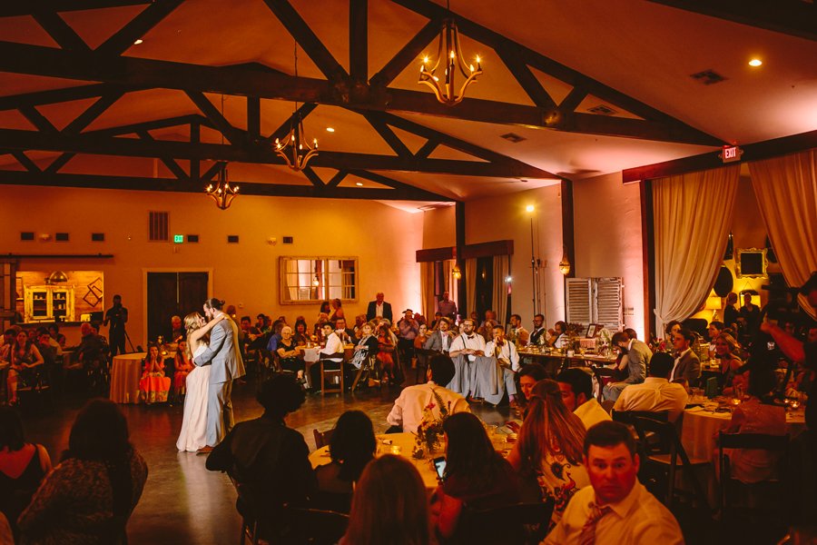 bride and groom's first dance at pecan springs