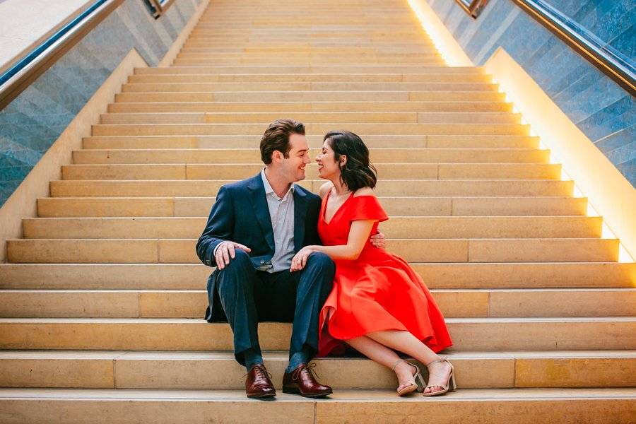 red dress for engagement session