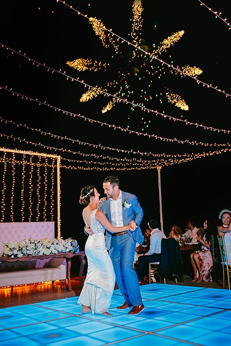 fireworks during first dance in playa mujeres