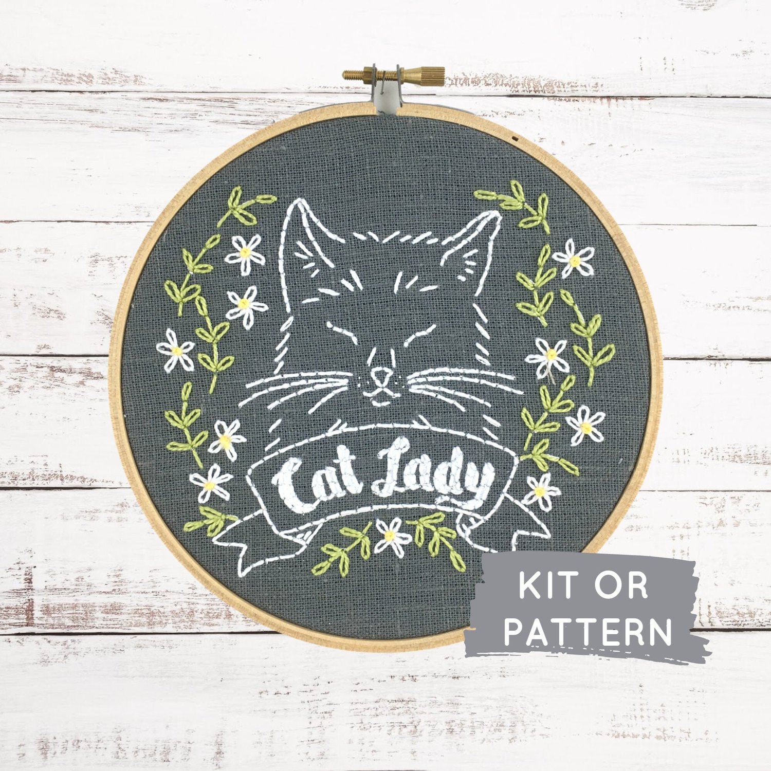Cat Lady Embroidery Kit: Easy Modern Embroidery — I Heart Stitch Art:  Beginner Embroidery Kits + Patterns