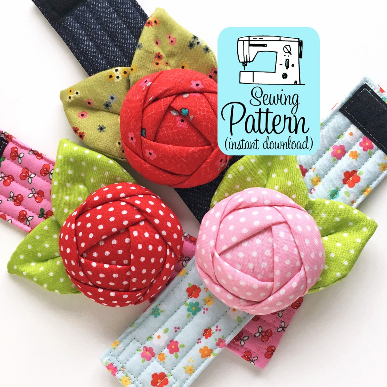 Rose Pincushion Cuff PDF Sewing Pattern —