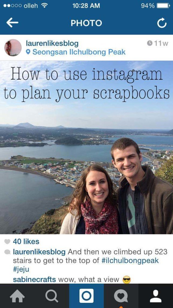 How to use instagram to plan your scrapbooks by Lauren Likes