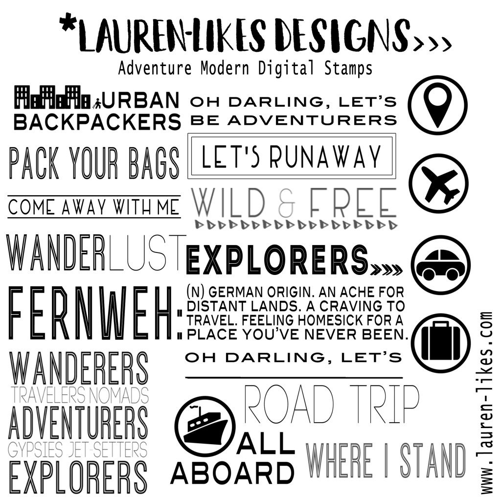 Modern Adventure stamps by Lauren Likes Designs