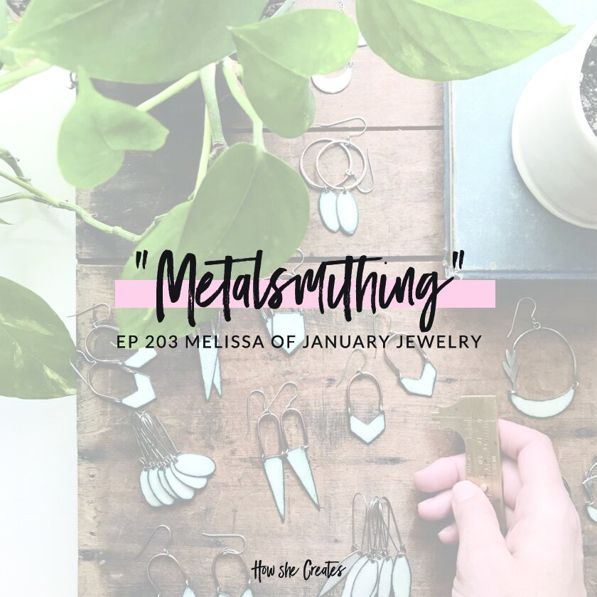 A discussion with metalsmith jewelry maker, January Jewelry, about creating, supporting artists, finding inspiration and more. Click through to listen to How She Creates Podcast. 