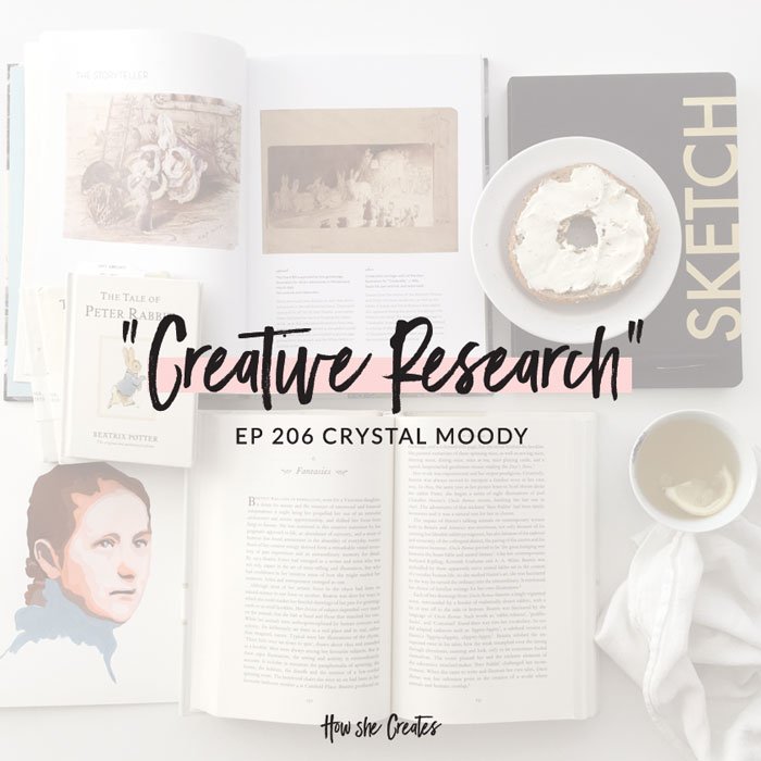 Listen to creative guru, Crystal Moody, who completes a daily creative project, share her best tips for time management, creative research, inspiration, creativity and more on the creative podcast How She Creates. 