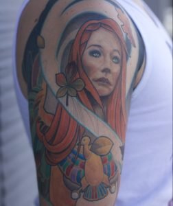 Tori Amos as the Sphinx sleeve by Mikey Vigilante at Paper Crane Studio in Long Beach