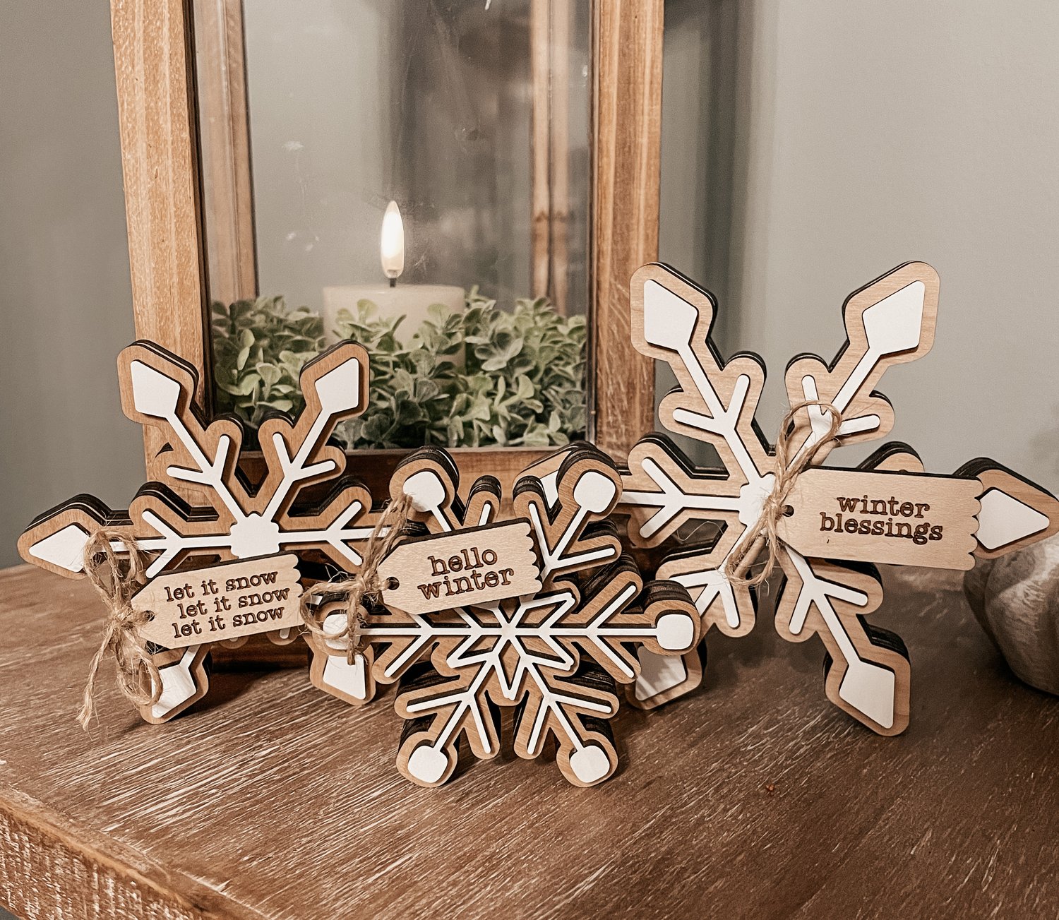 Snowflake Shelf Sitters — Megan Beaudrie Designs
