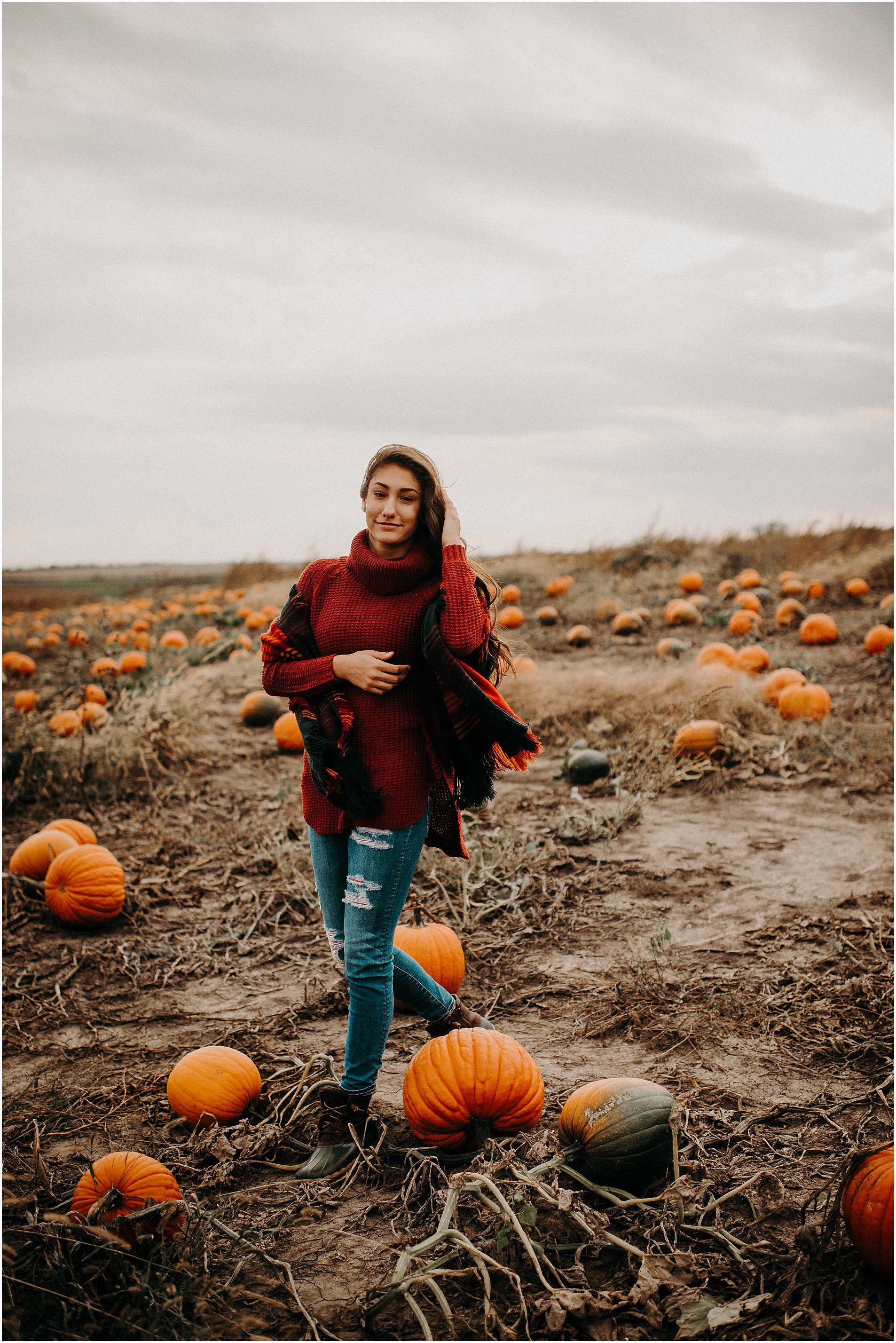 Pumpkin patch senior pictures by Alyson Edie