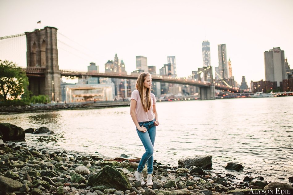 NYC Teen in front of east river, Alyson Edie New York City senior portrait photographer