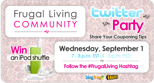 Frugal Living Twitter Party Sept 1