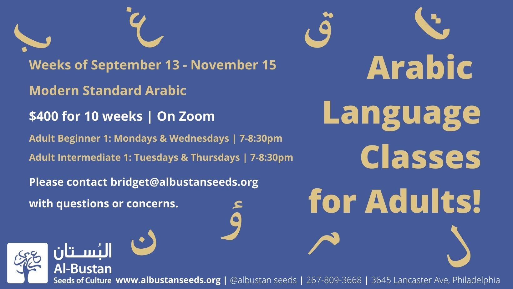 Arabic Language Classes for Adults — Al-Bustan Seeds of Culture
