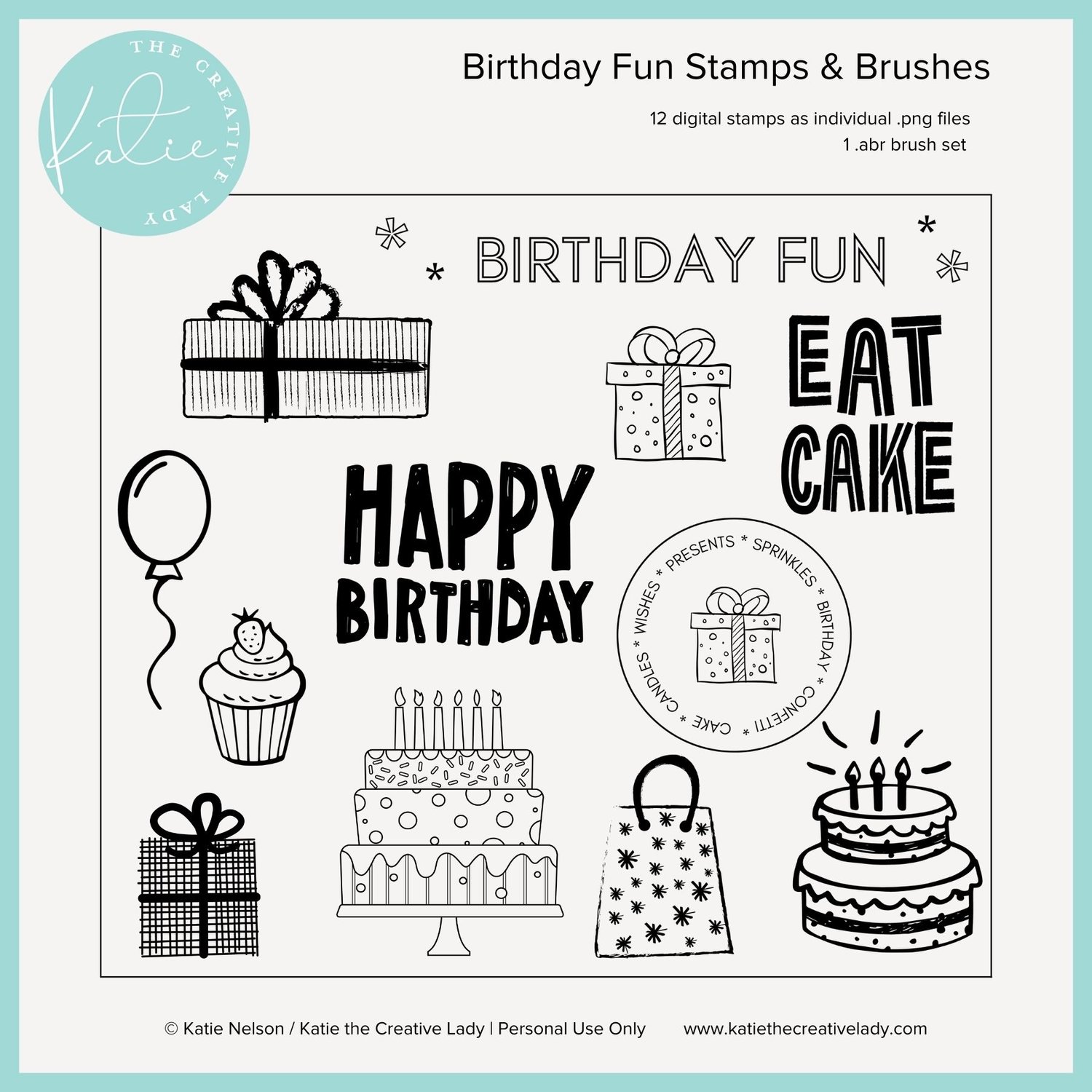 Birthday Party Stamps and Brushes — Katie the Creative Lady | Create,  Capture, Celebrate