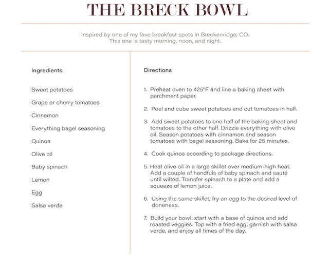 The Love of the Bowl by popular Indianapolis lifestyle blog, Seersucker and Saddles: digital image of The Breck Bowl recipe card. 