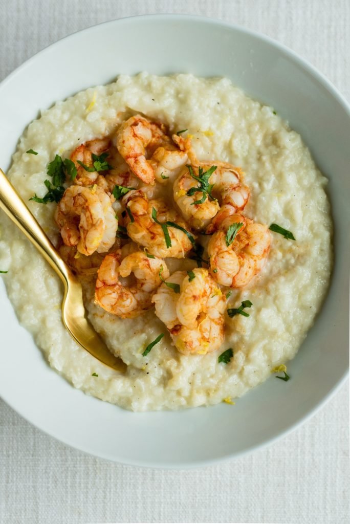 Shrimp and Cauliflower Grits Recipe featured by top Indianapolis lifestyle blogger, Beth Chappo