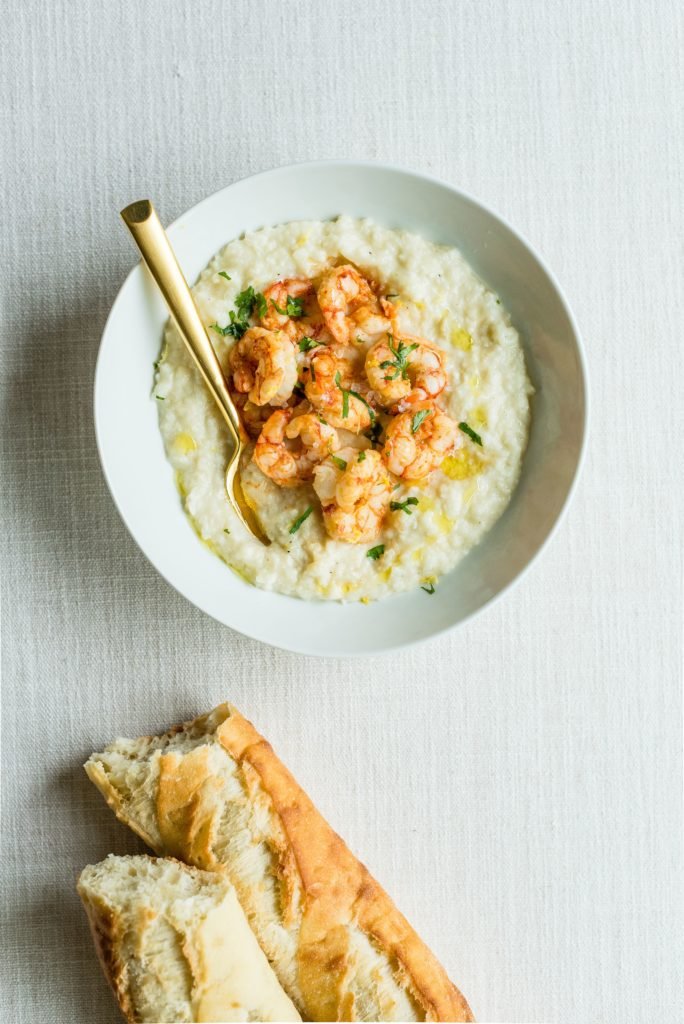 Shrimp and Cauliflower Grits Recipe featured by top Indianapolis lifestyle blogger, Beth Chappo