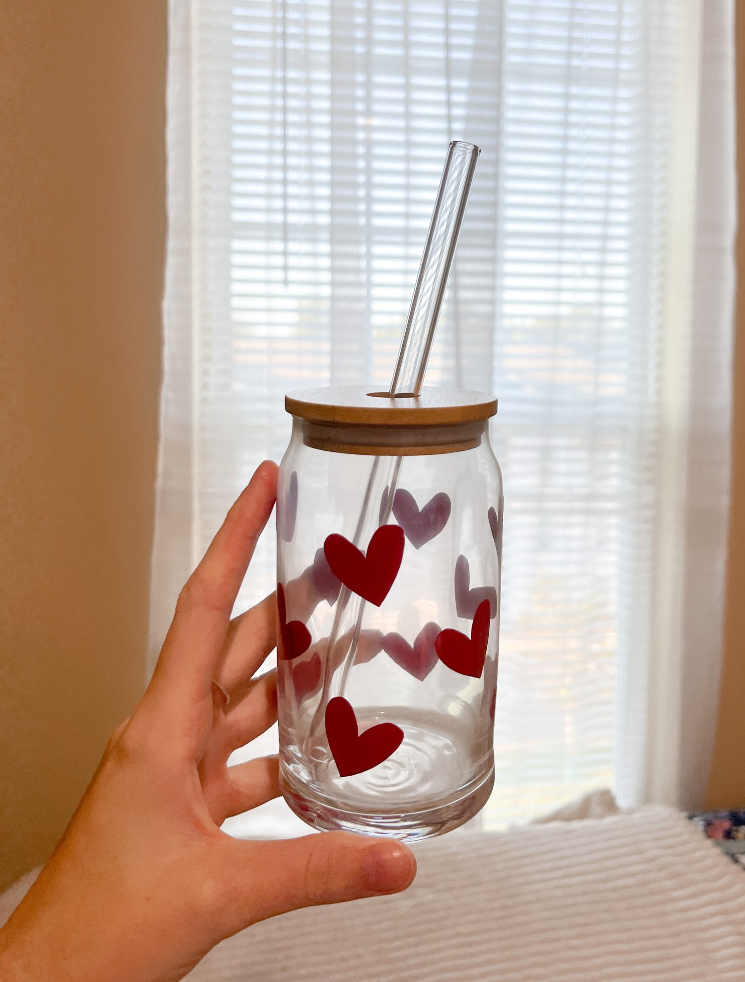 Full Heart Glass Cup with Lid and Straw – So Fully Grace