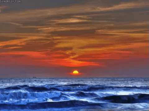A beautiful but ominous sunset over the ocean waves