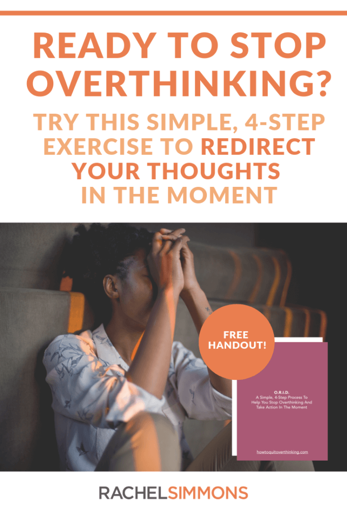 Ready to stop overthinking and take back your thoughts? This simple, 4-step process is one of 20 strategies I teach for managing overthinking in the moment. Check it out and download my free handout for instant access to one of the most effective exercises I've found for managing overthinking.
