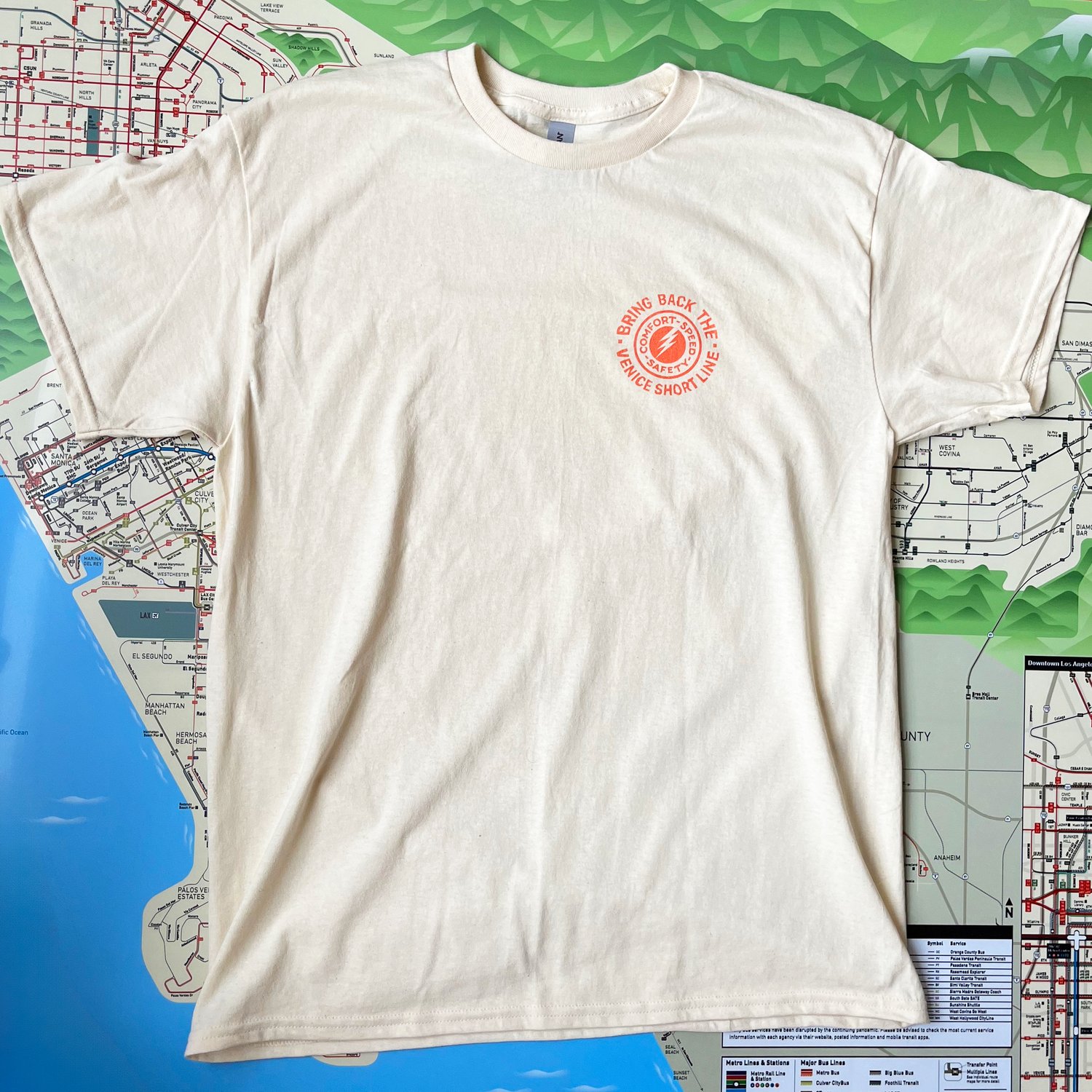 Venice Short For Line Tee All — Streets Orange - text on cream