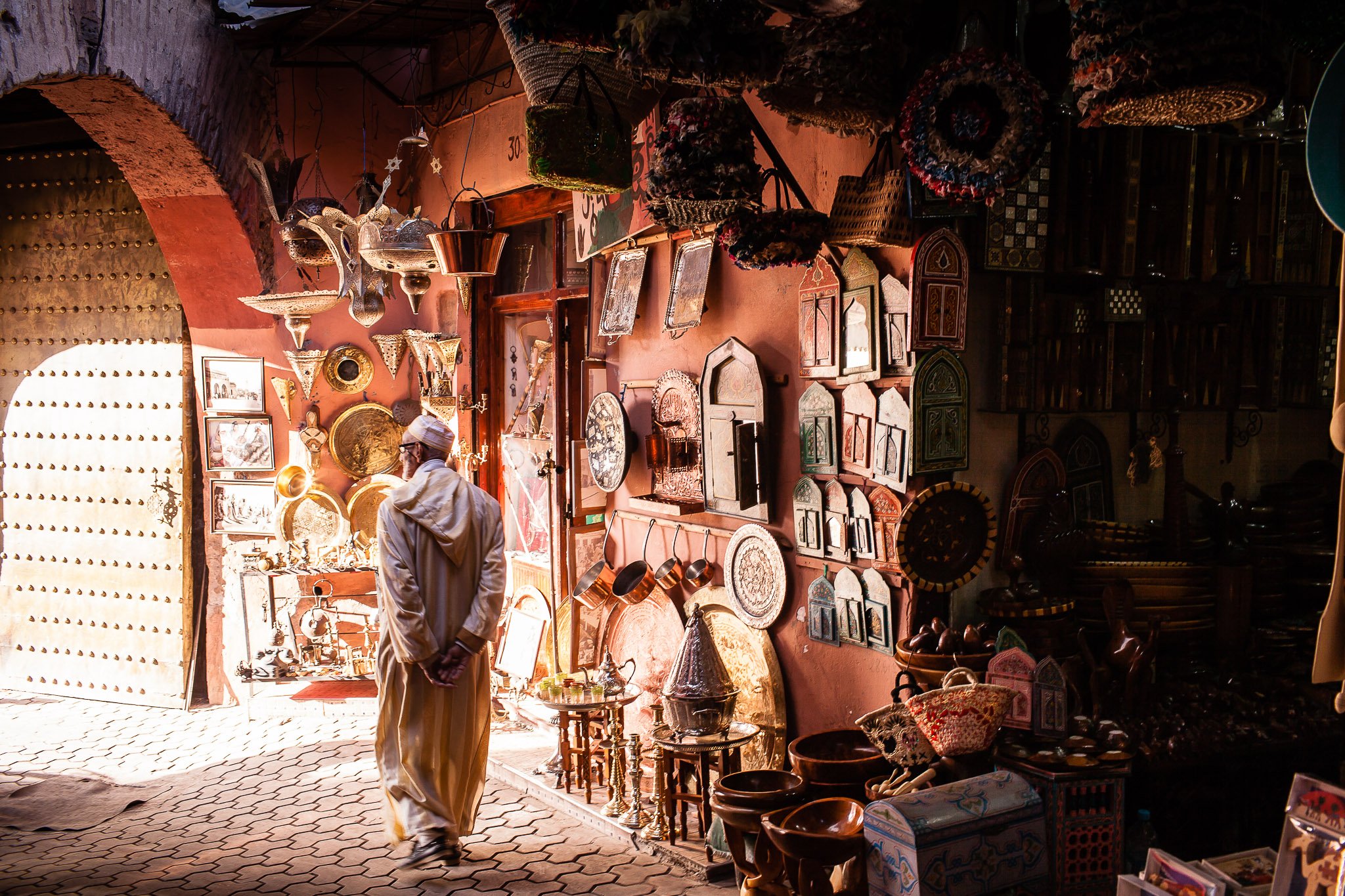 Man walking in a Marrakech Souk