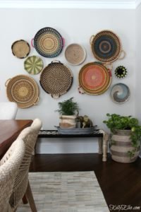put a collection of baskets on a blank wall home design