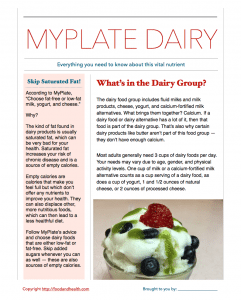 MyPlate Dairy Handout